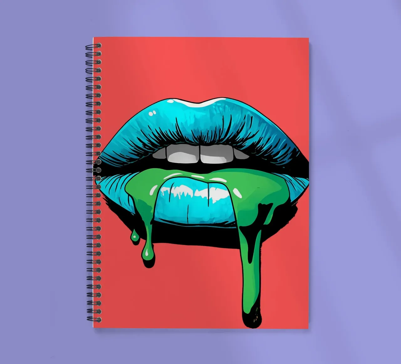 Blue Lips Dripping - Pop Art spiral notebook by ColorCrash Gallery