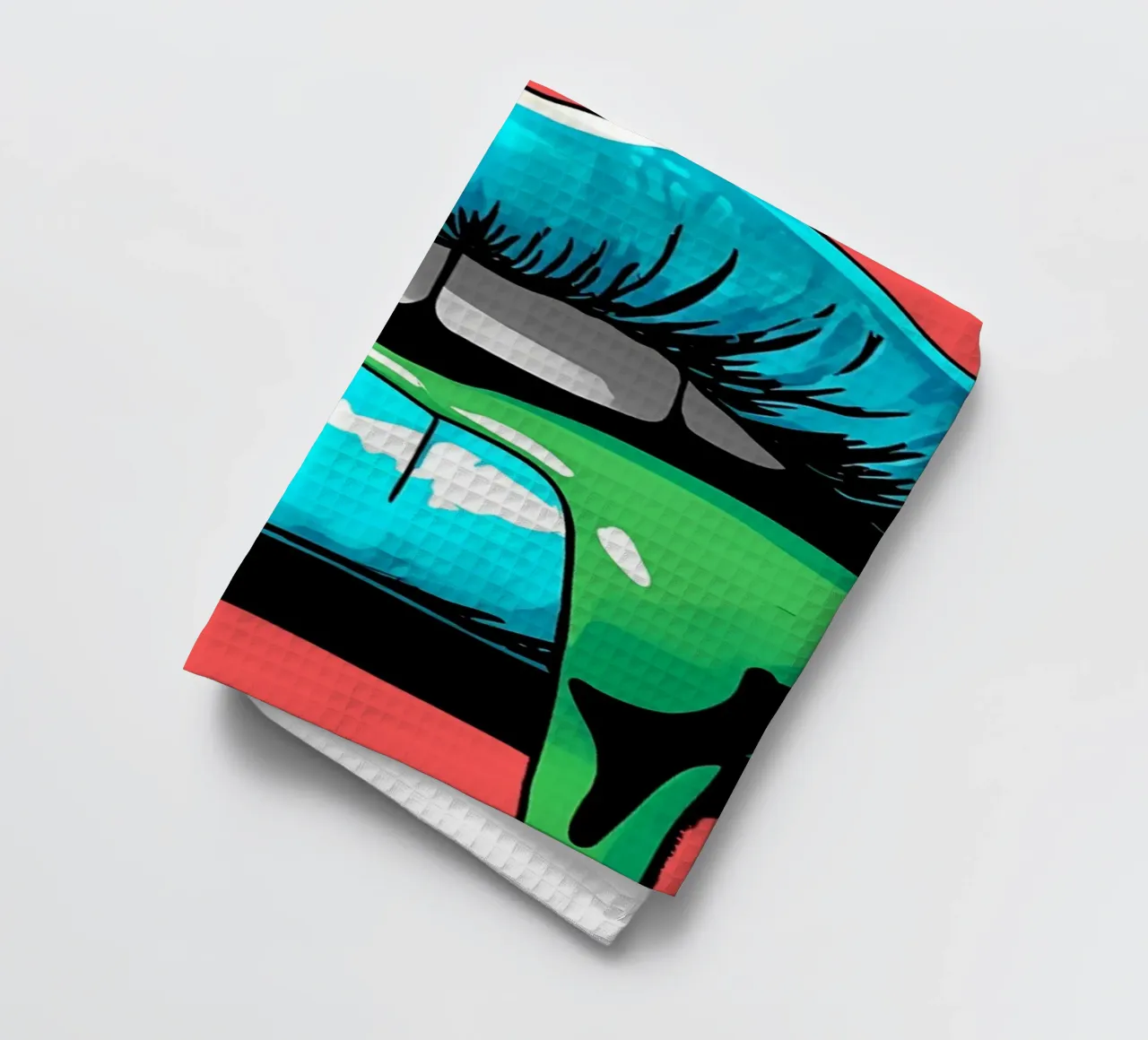 Blaue Lippen tropfen - Pop Art Geschirrtuch von ColorCrash Gallery