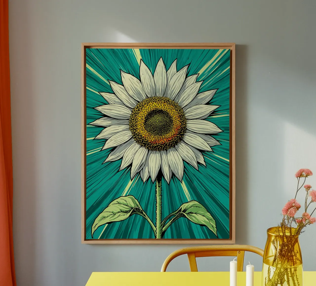 Girasole - Pop Art tela con Cornice a cassetta da ColorCrash Gallery