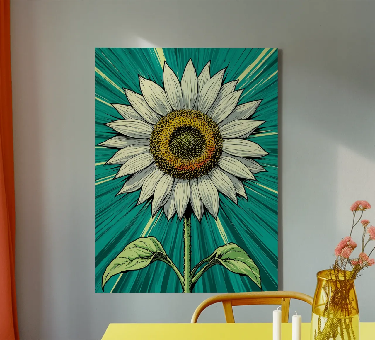 Girasole - Pop Art tela con Cornice a cassetta da ColorCrash Gallery