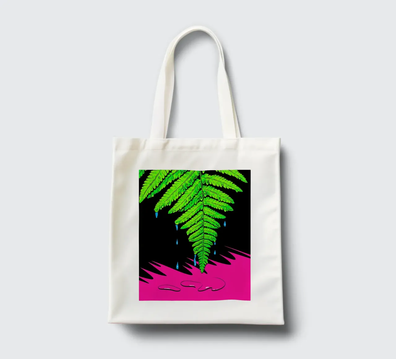 Foglia di felce che gocciola - Pop Art borsa in juta da ColorCrash Gallery