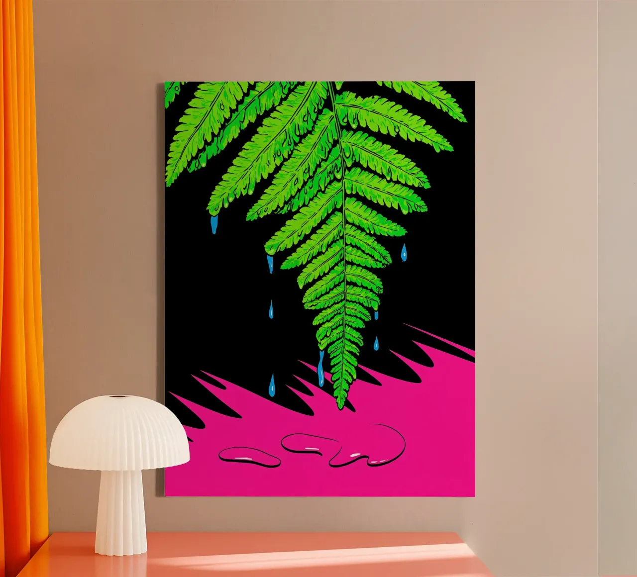Fern Leaf Dripping - Pop Art canvas met Baklijst van ColorCrash Gallery