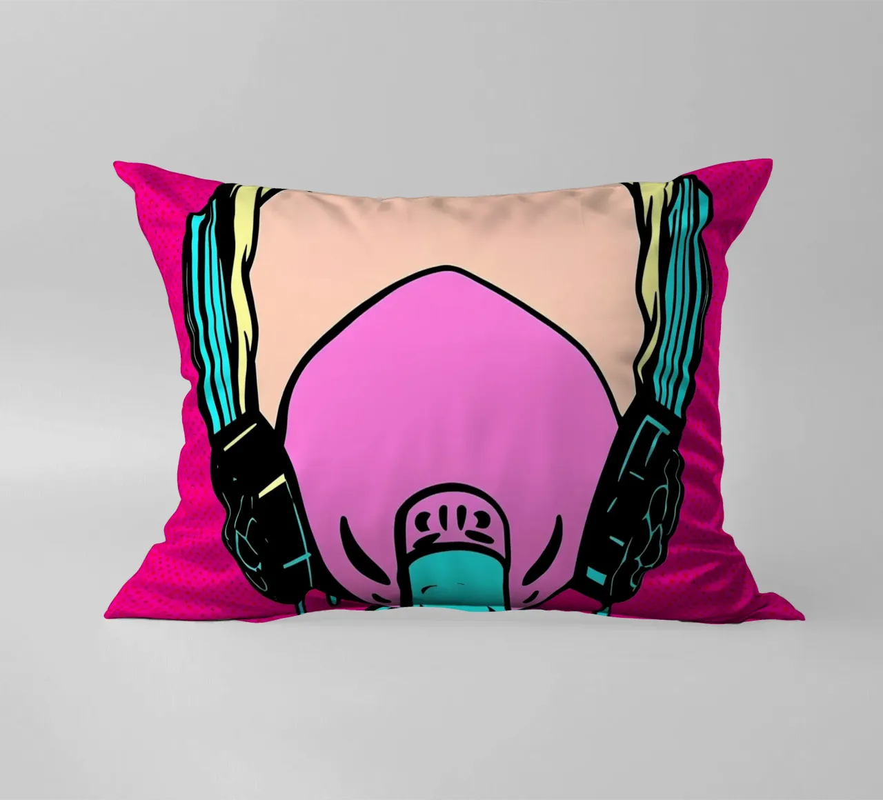 Maschera di gas - Pop Art cuscino da ColorCrash Gallery