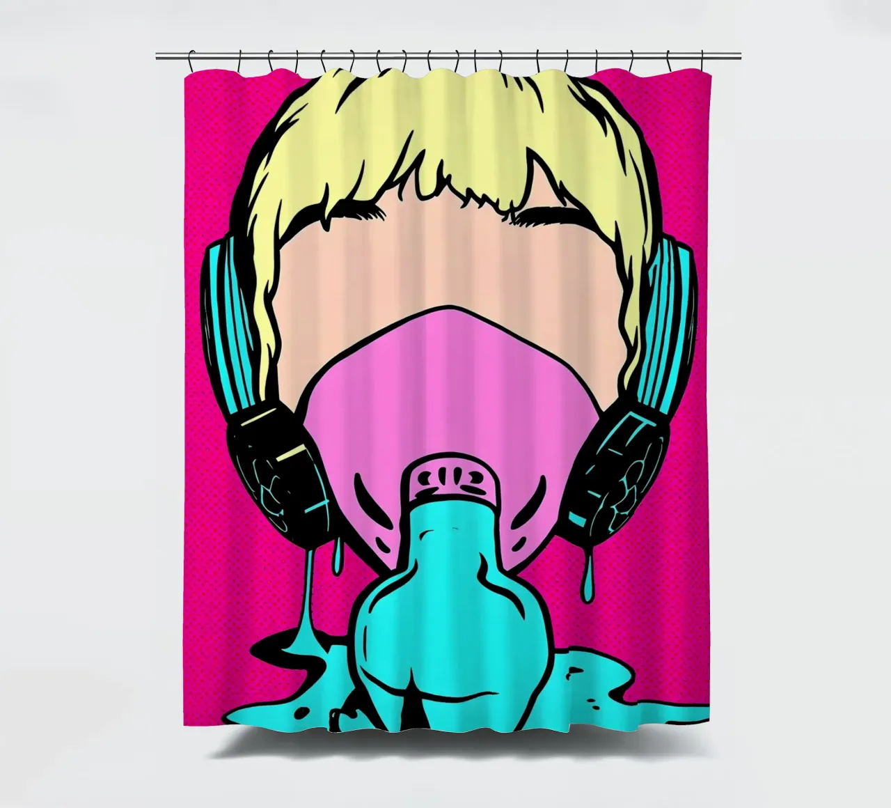 Gasmaske - Pop Art Duschvorhang von ColorCrash Gallery