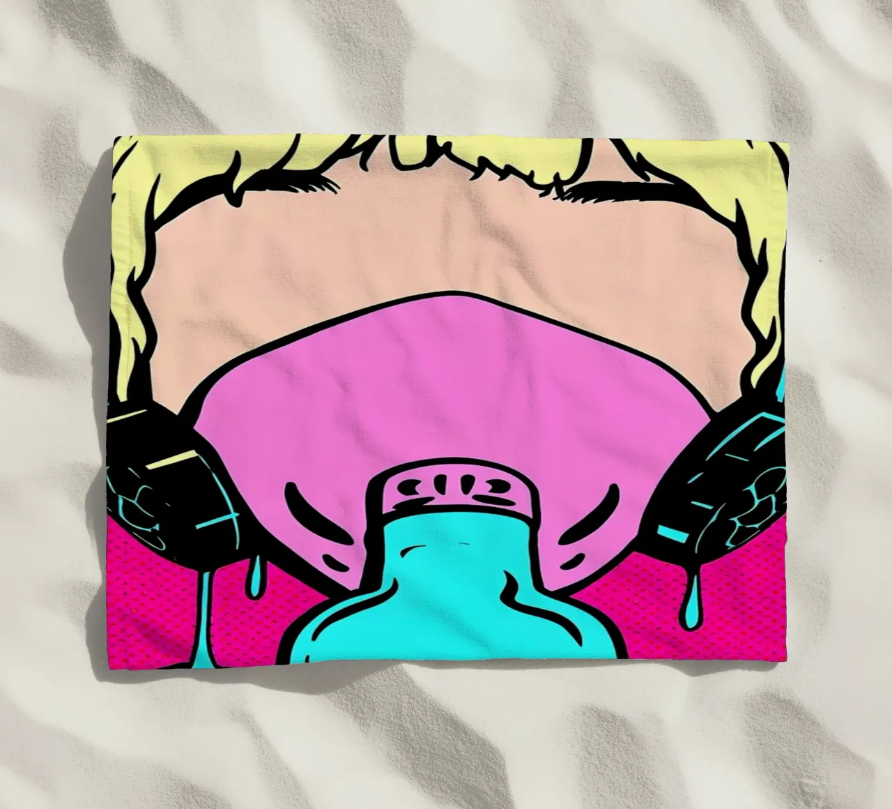 Maschera di gas - Pop Art telo mare da ColorCrash Gallery