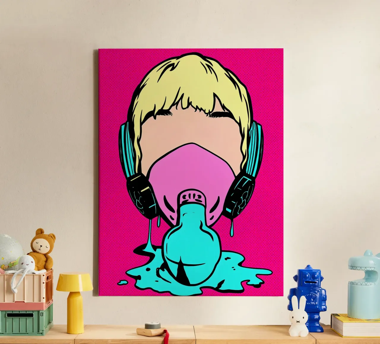 Maschera di gas - Pop Art tela con Cornice a cassetta da ColorCrash Gallery