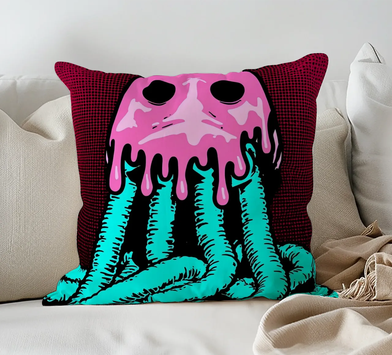Maschera di gas - Pop Art cuscino da ColorCrash Gallery