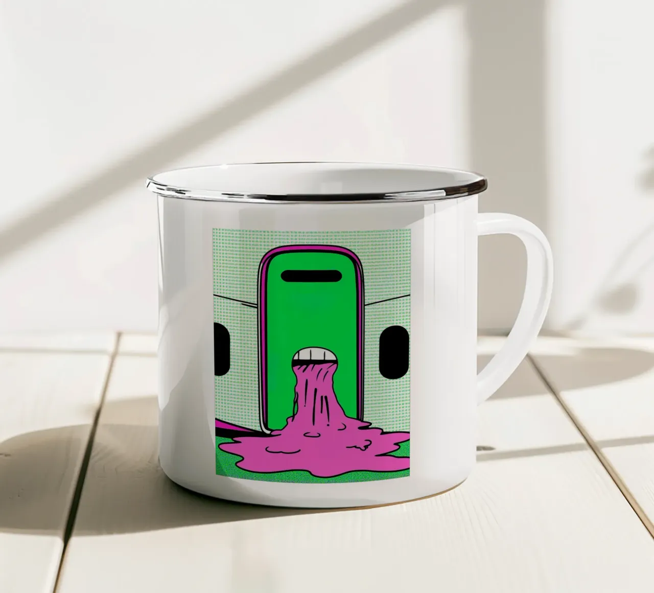 Dripping della porta dell'aereo - Pop Art tazza in smalto da ColorCrash Gallery