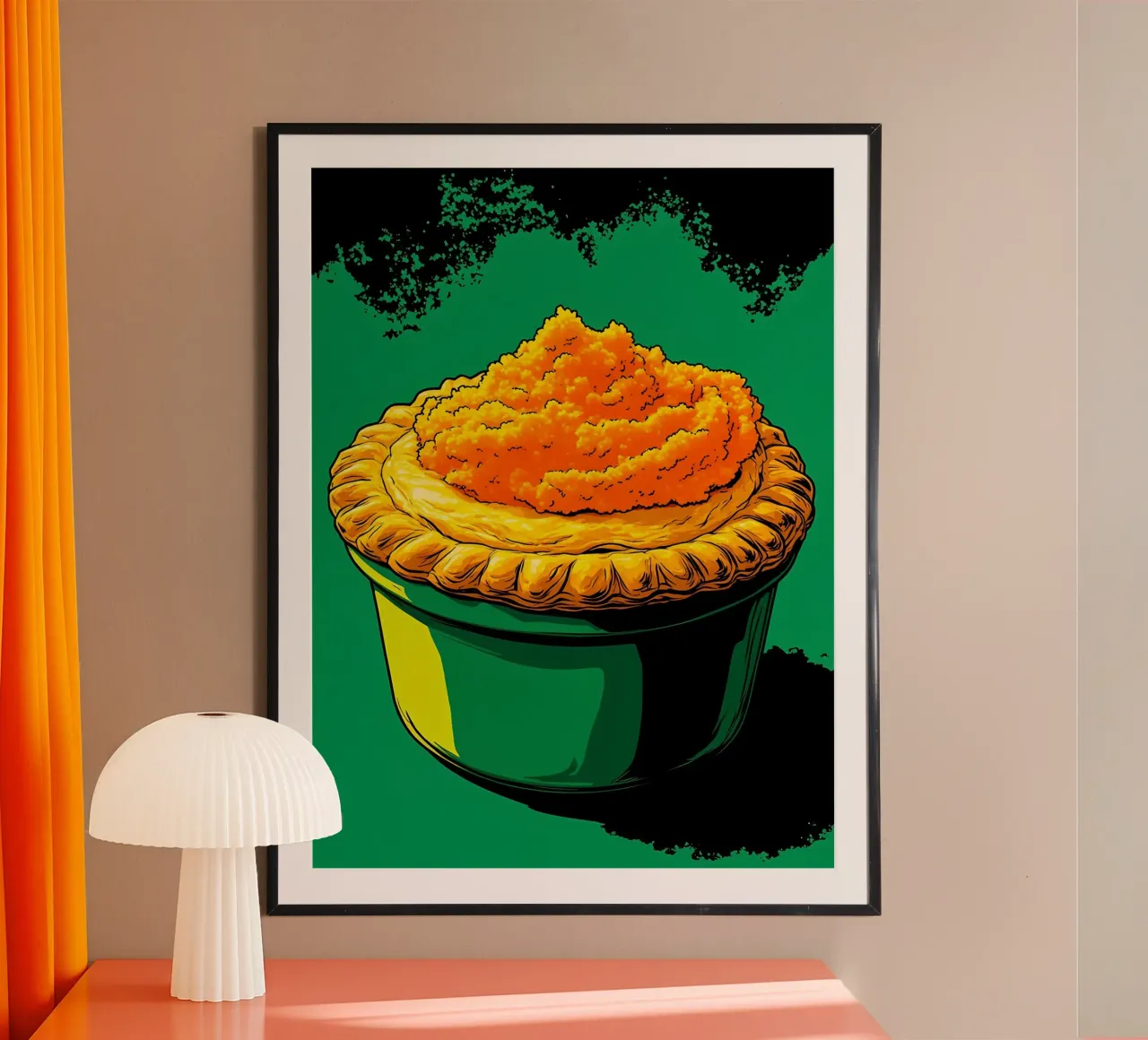 Torta di patate dolci - Pop Art poster con telaio in alluminio da ColorCrash Gallery
