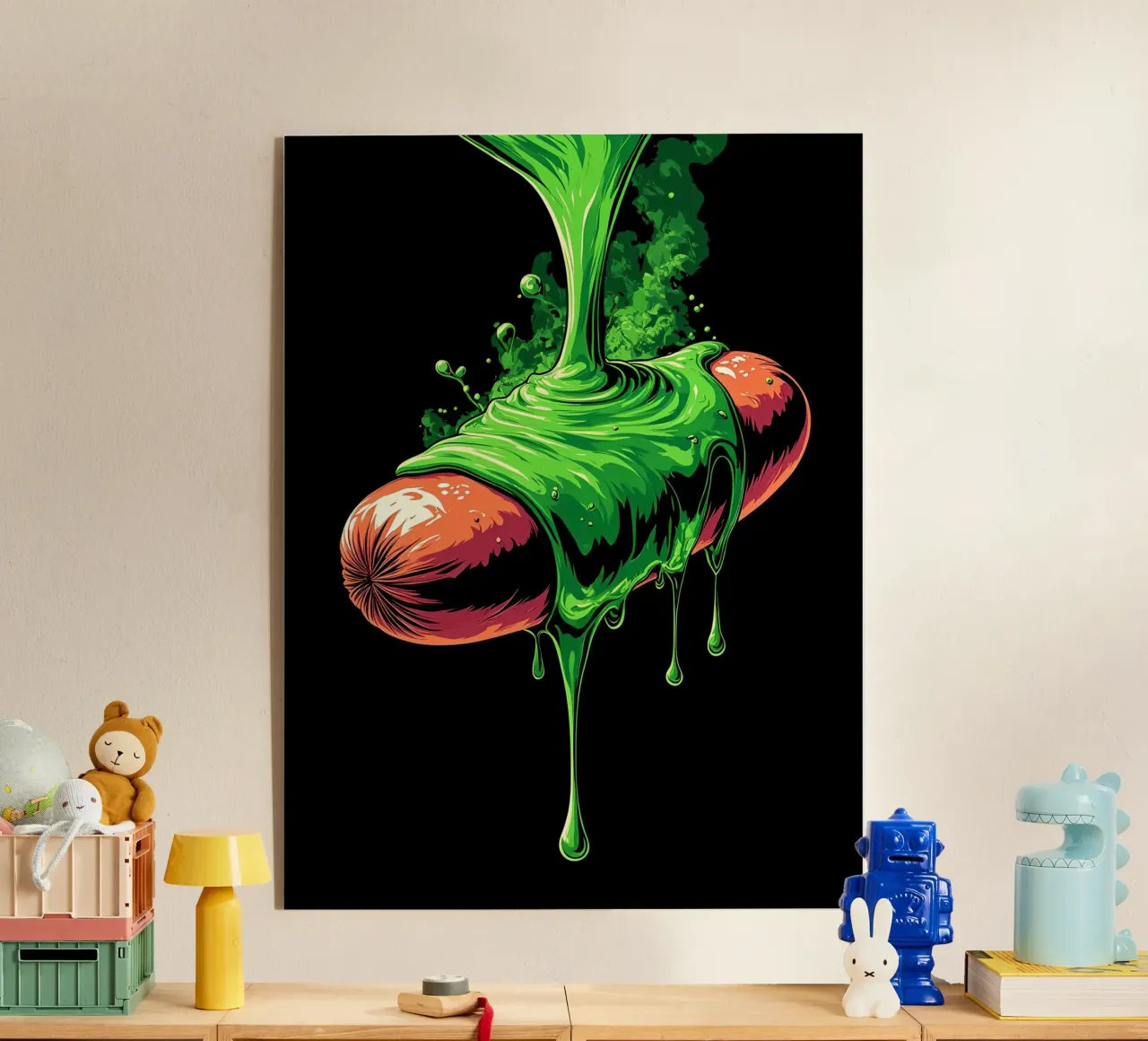 Salsiccia che cola - Pop Art plexiglass da ColorCrash Gallery