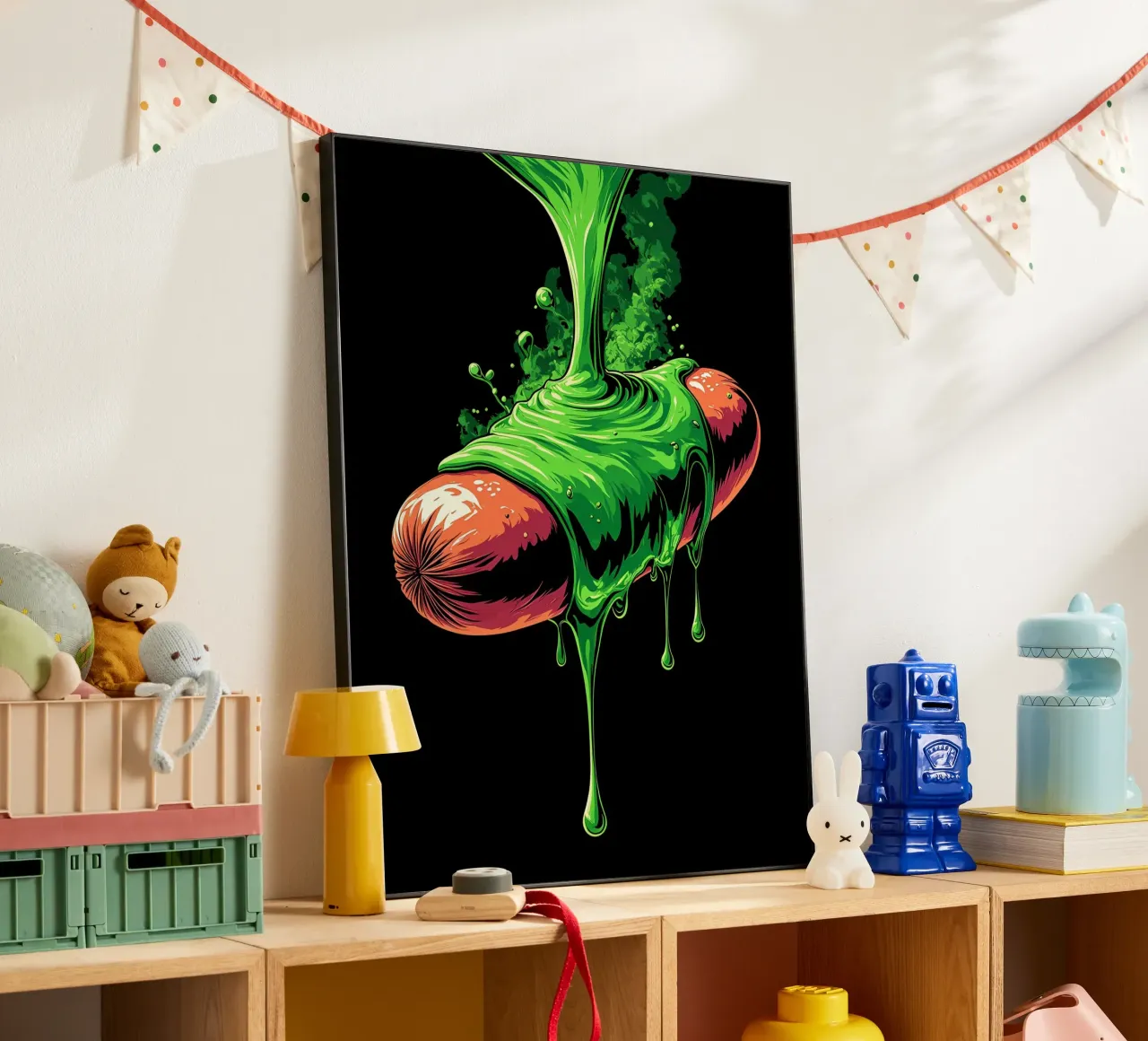 Salsiccia che cola - Pop Art alluminio dibond da ColorCrash Gallery