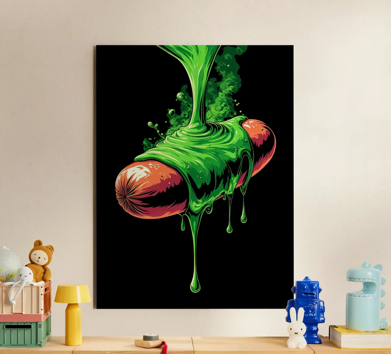 Salsiccia che cola - Pop Art alluminio dibond da ColorCrash Gallery