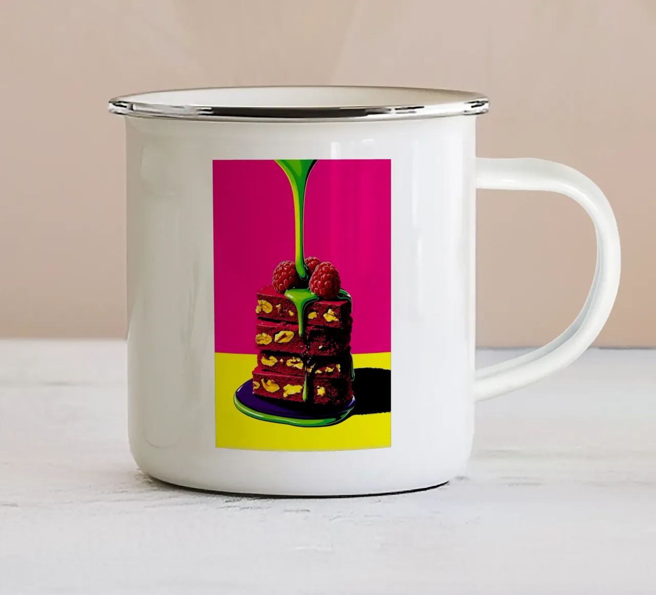 Cake Piece - Pop Art tazza in smalto da ColorCrash Gallery