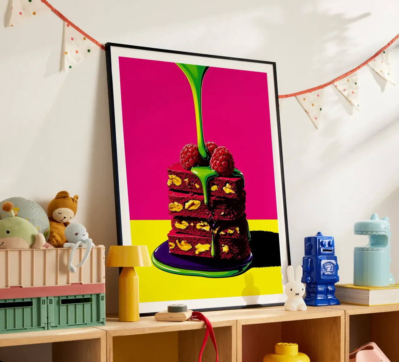 Cake Piece - Pop Art poster con telaio in alluminio da ColorCrash Gallery