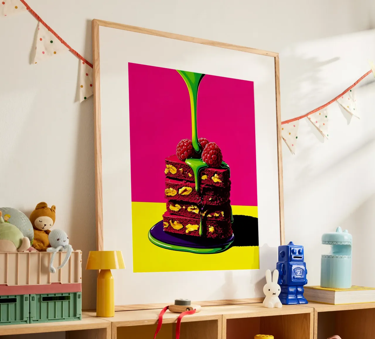Cake Piece - Pop Art poster con telaio in alluminio da ColorCrash Gallery