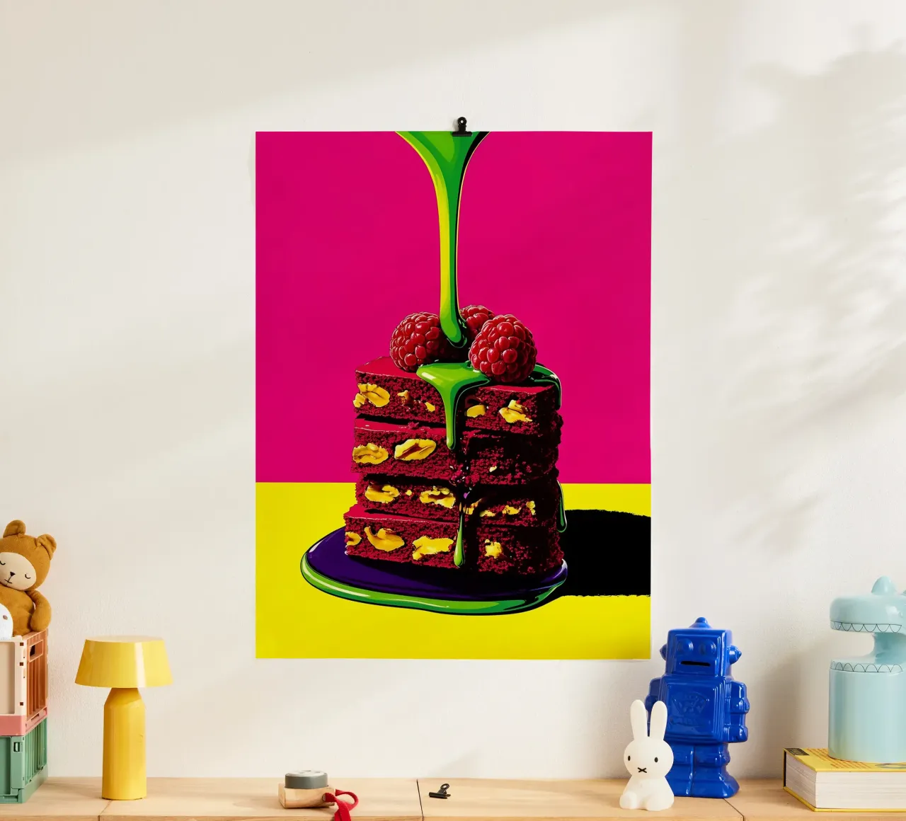 Cake Piece - Pop Art poster con telaio in alluminio da ColorCrash Gallery