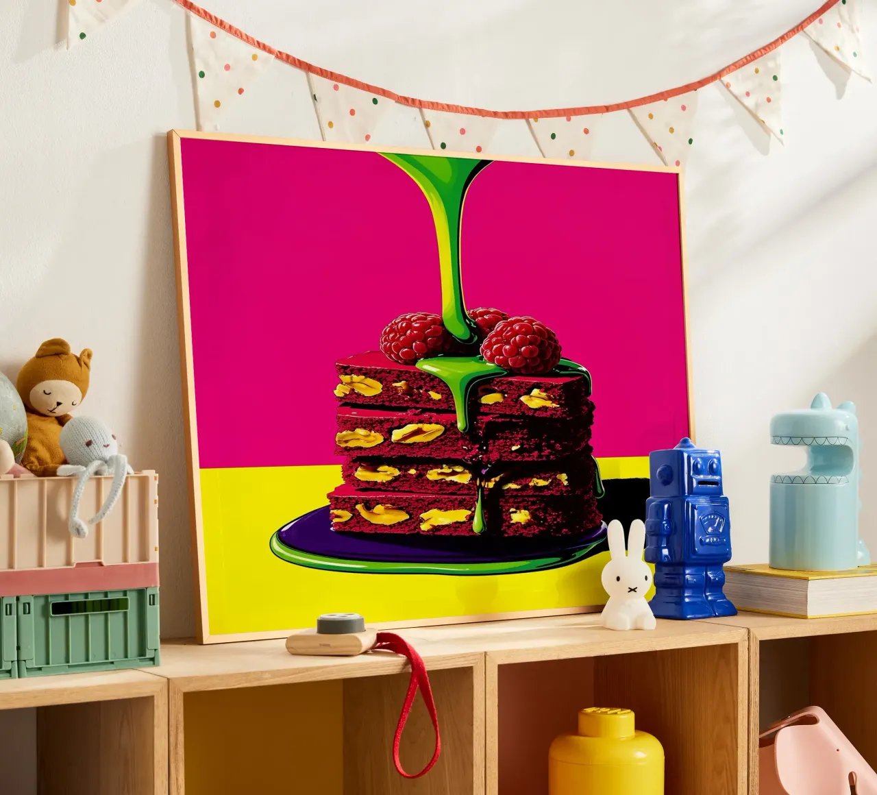 Cake Piece - Pop Art poster con telaio in alluminio da ColorCrash Gallery