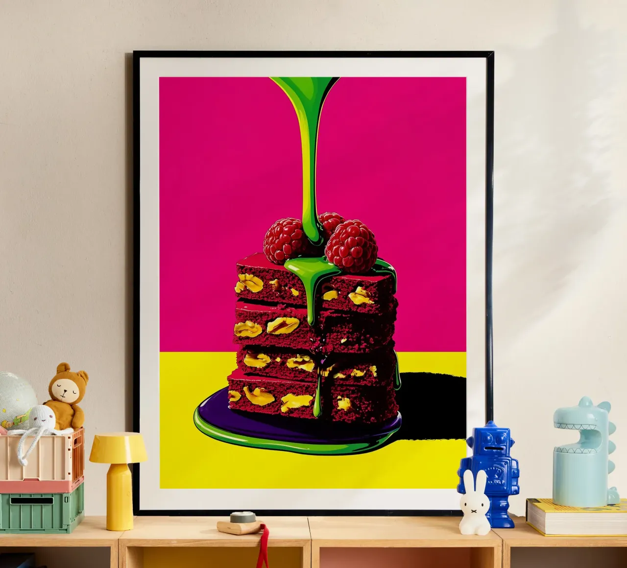 Cake Piece - Pop Art poster con telaio in alluminio da ColorCrash Gallery