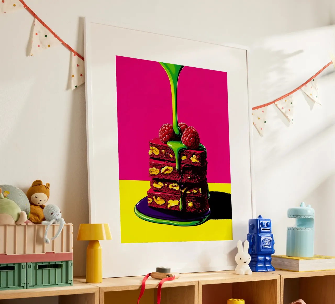 Cake Piece - Pop Art poster con telaio in alluminio da ColorCrash Gallery
