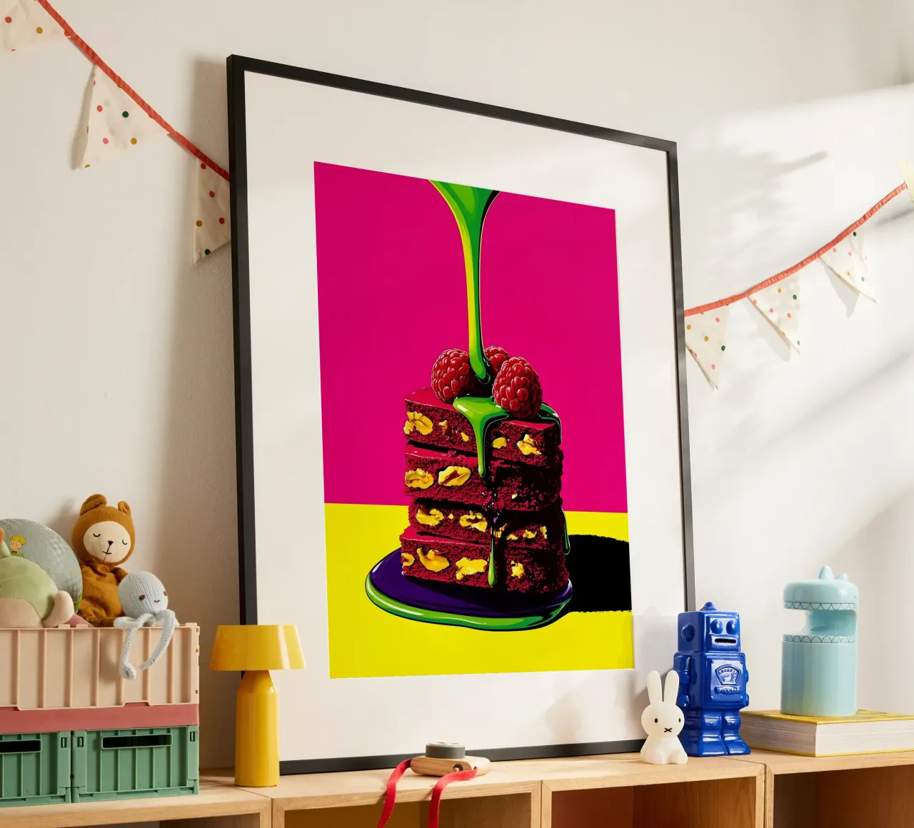 Cake Piece - Pop Art poster con telaio in alluminio da ColorCrash Gallery