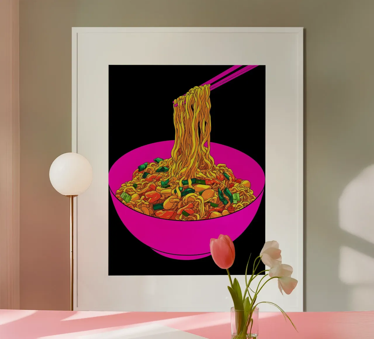 Ciotola di ramen - Pop Art poster con telaio in alluminio da ColorCrash Gallery
