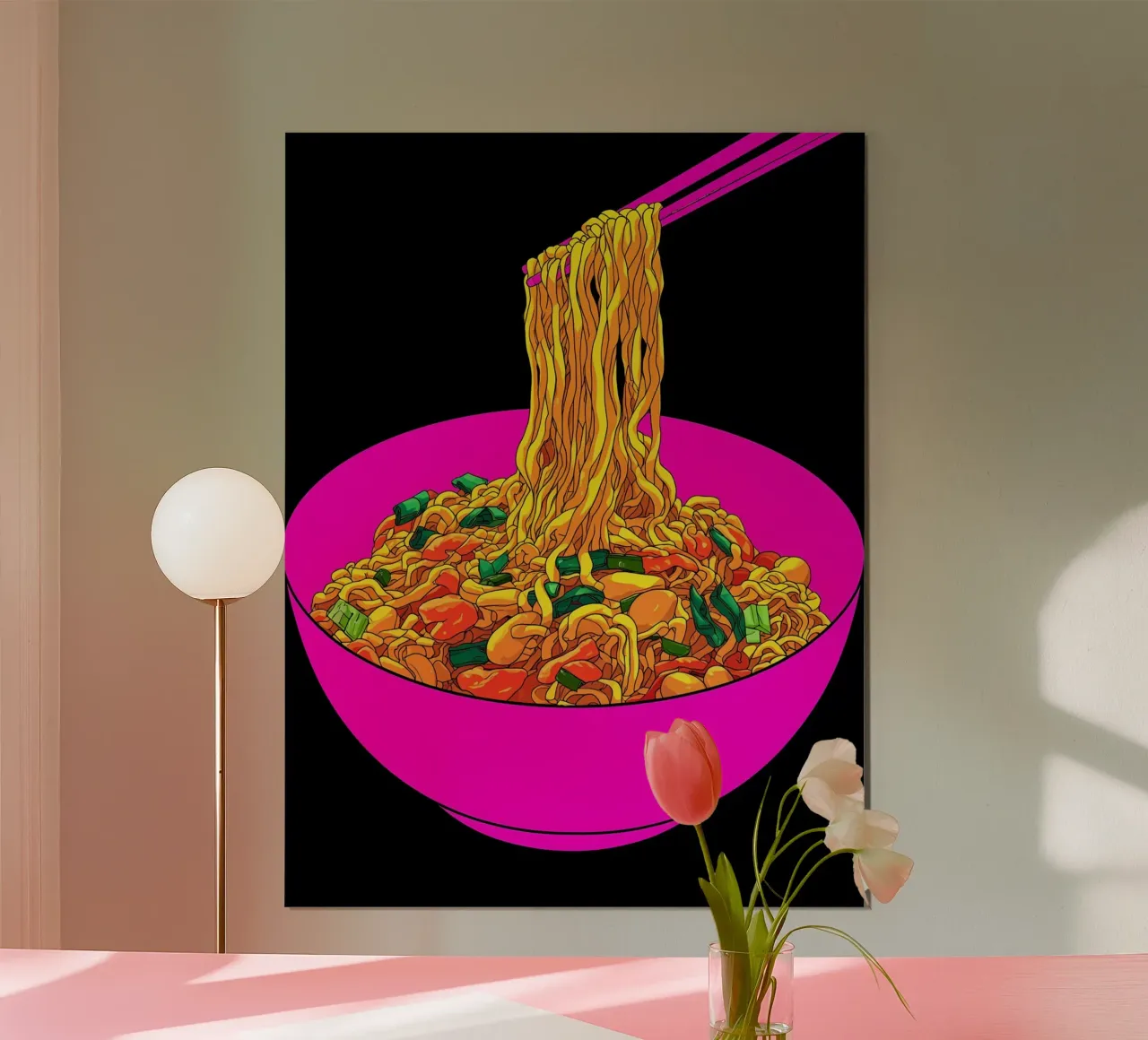 Ciotola di ramen - Pop Art poster con telaio in alluminio da ColorCrash Gallery