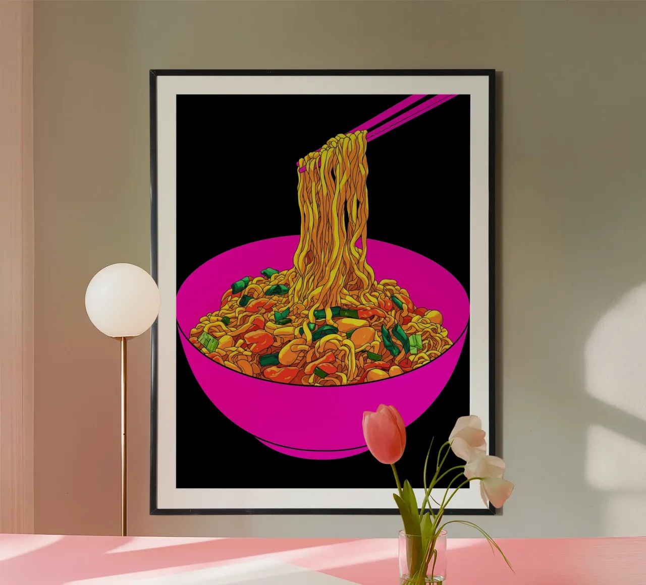 Ciotola di ramen - Pop Art poster con telaio in alluminio da ColorCrash Gallery