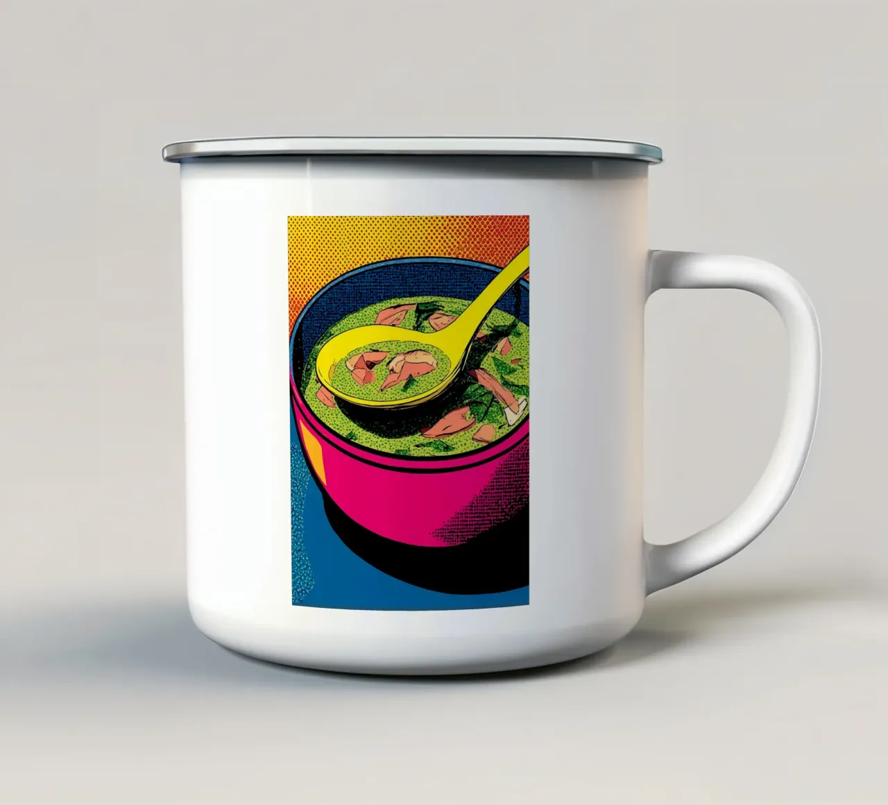 Soepkom - Pop Art emaille mok van ColorCrash Gallery