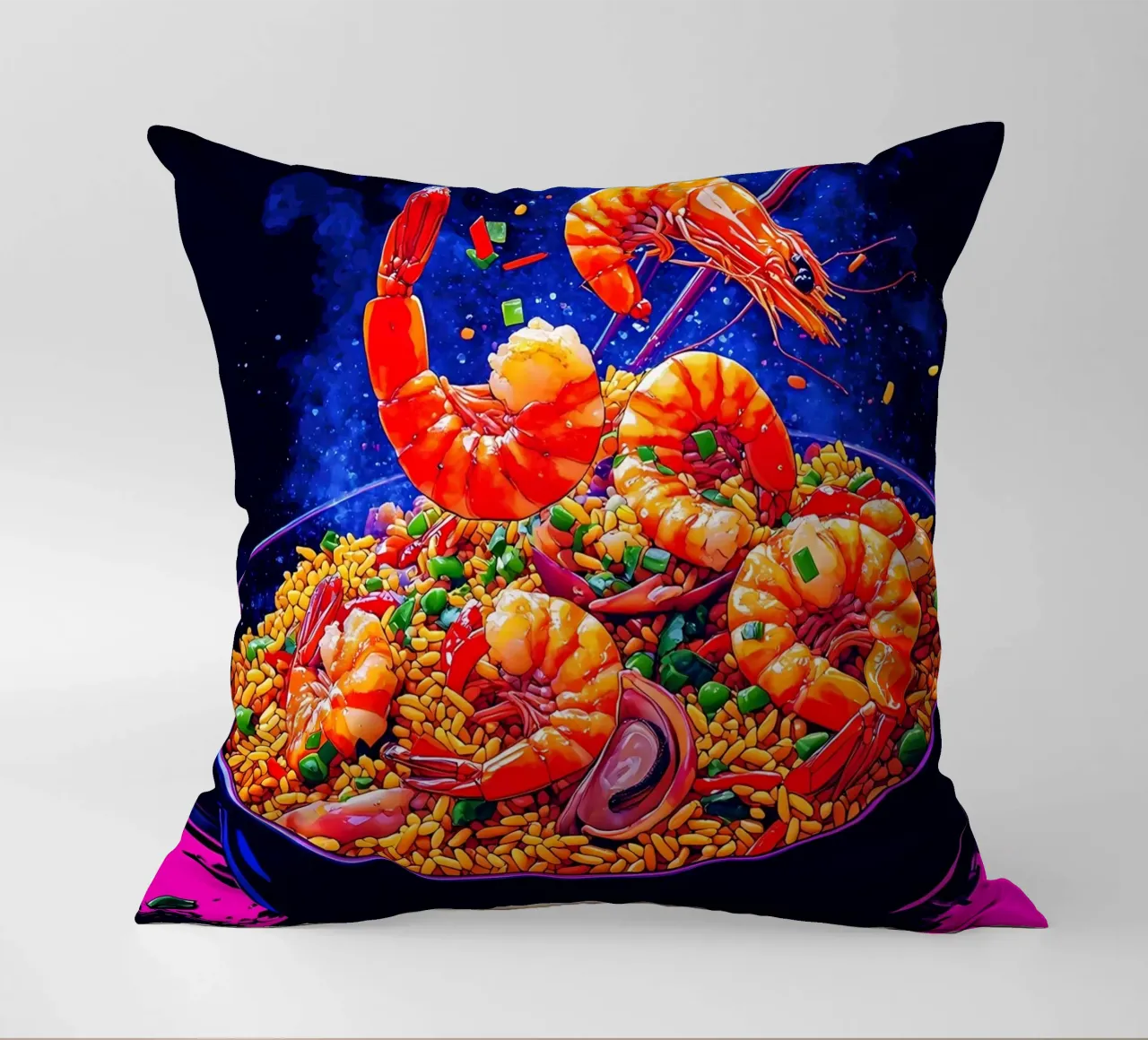 Riso fritto ai gamberetti - Pop Art cuscino da ColorCrash Gallery
