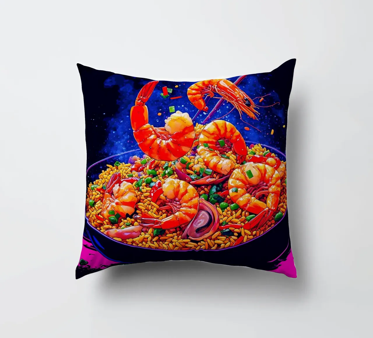 Riso fritto ai gamberetti - Pop Art cuscino da ColorCrash Gallery