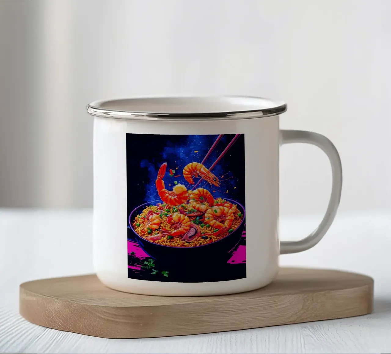Riso fritto ai gamberetti - Pop Art tazza in smalto da ColorCrash Gallery