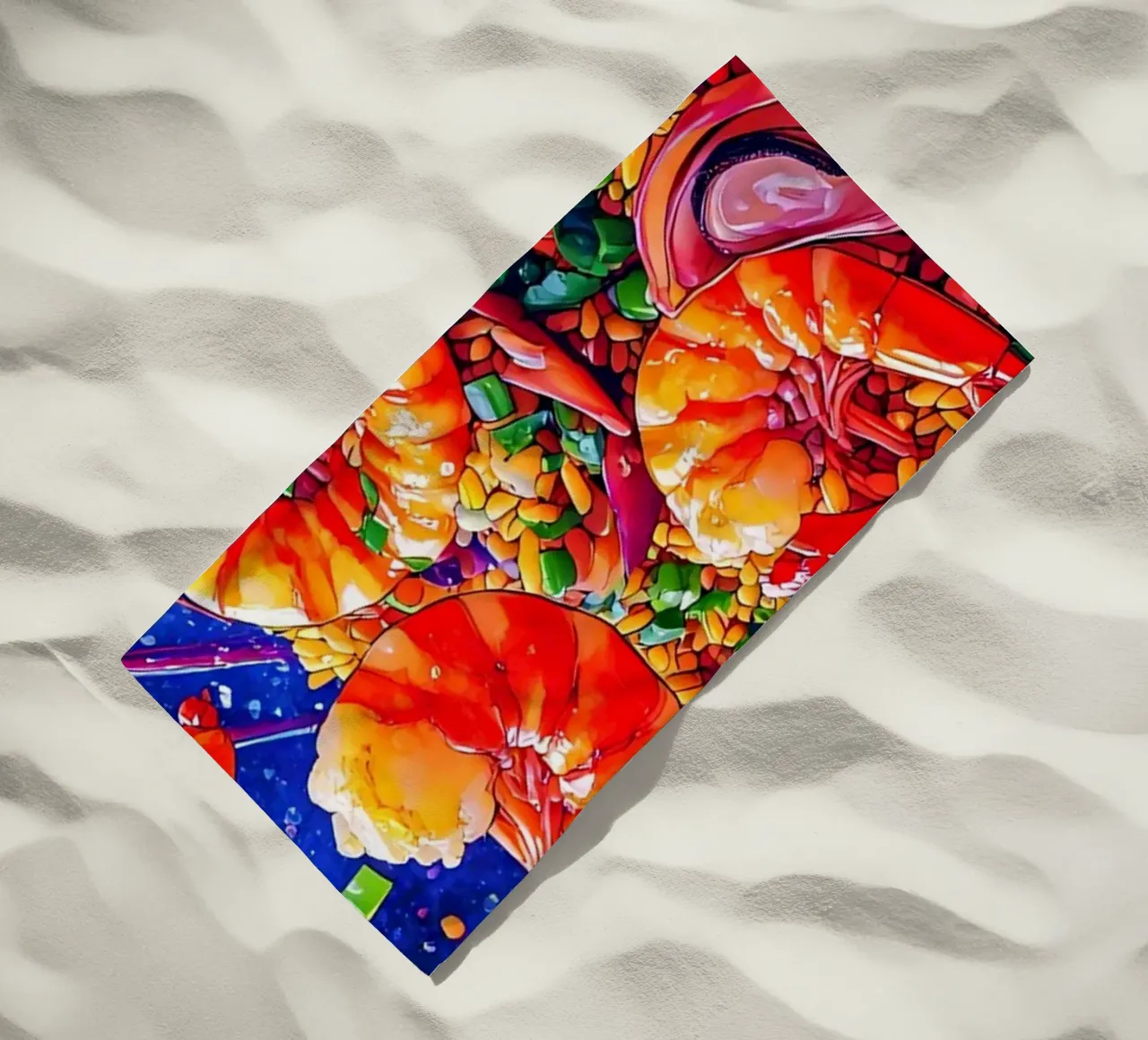 Riso fritto ai gamberetti - Pop Art telo mare da ColorCrash Gallery