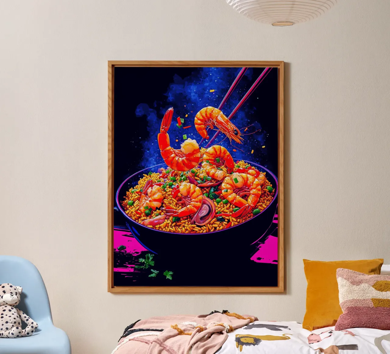 Riso fritto ai gamberetti - Pop Art alluminio dibond da ColorCrash Gallery