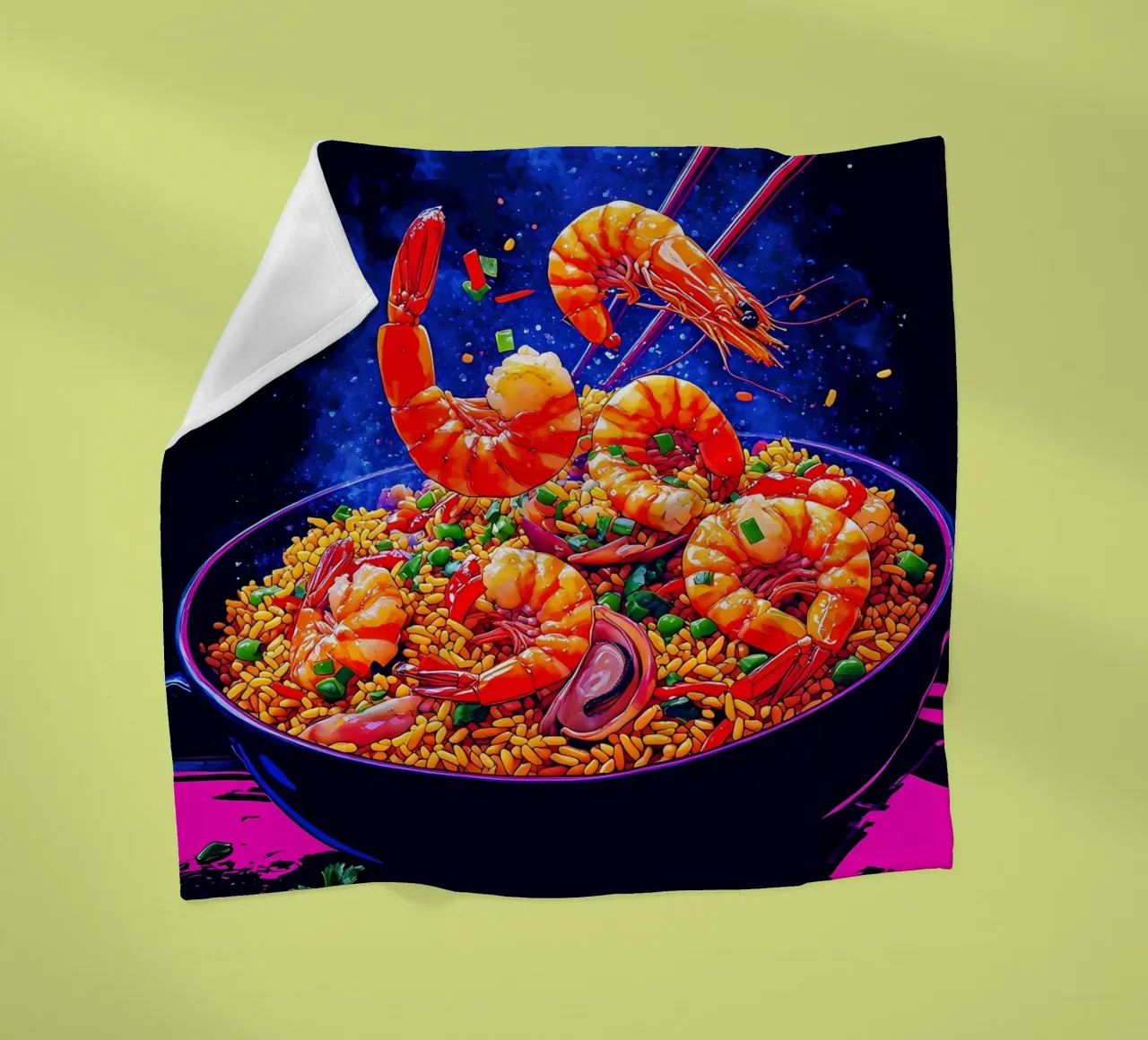 Riso fritto ai gamberetti - Pop Art coperta in pile da ColorCrash Gallery