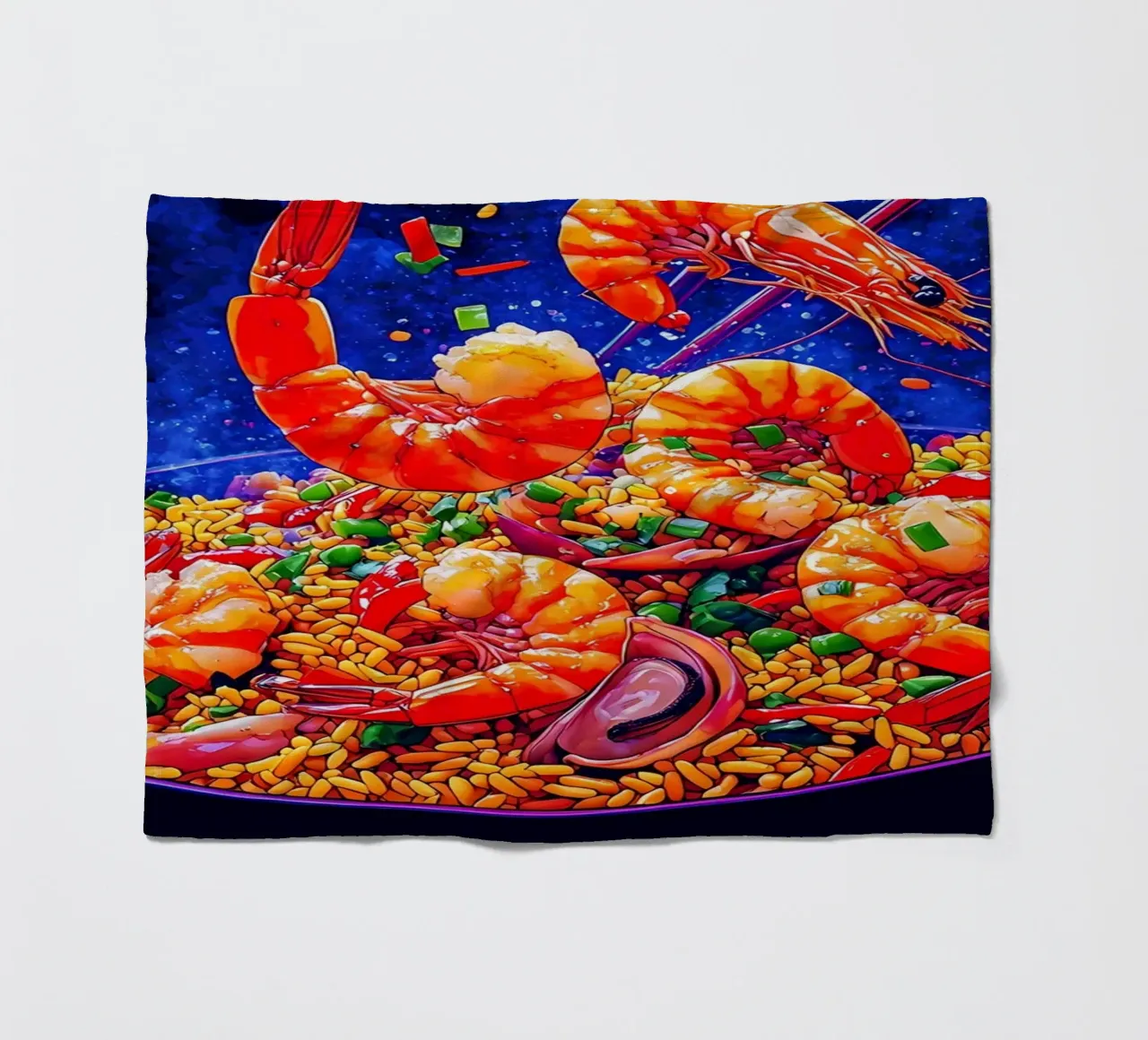 Riso fritto ai gamberetti - Pop Art coperta in pile da ColorCrash Gallery