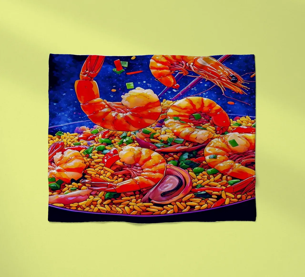 Riso fritto ai gamberetti - Pop Art coperta in pile da ColorCrash Gallery