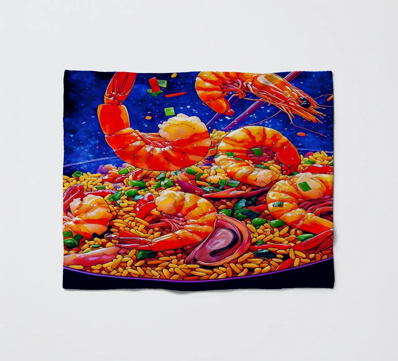 Riso fritto ai gamberetti - Pop Art coperta in pile da ColorCrash Gallery