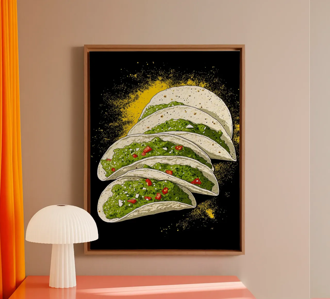 Taco's - Pop-art canvas met Baklijst van ColorCrash Gallery