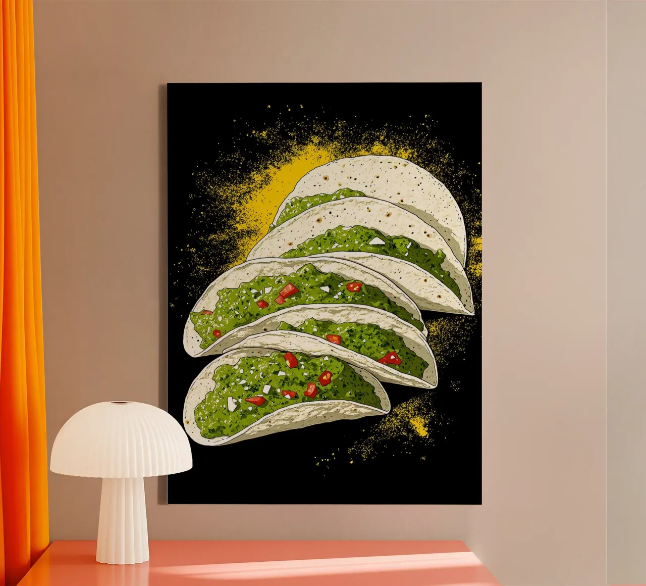 Taco's - Pop-art canvas met Baklijst van ColorCrash Gallery