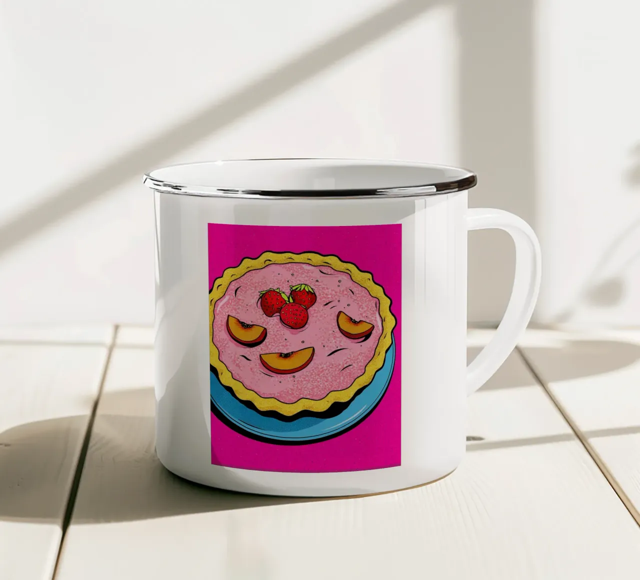 Torta di fragole - Pop Art tazza in smalto da ColorCrash Gallery