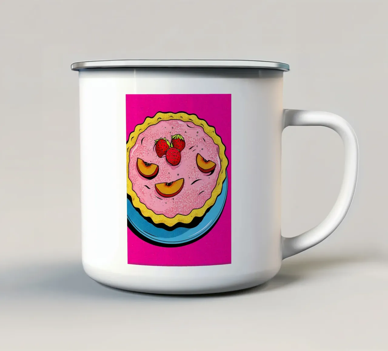 Torta di fragole - Pop Art tazza in smalto da ColorCrash Gallery