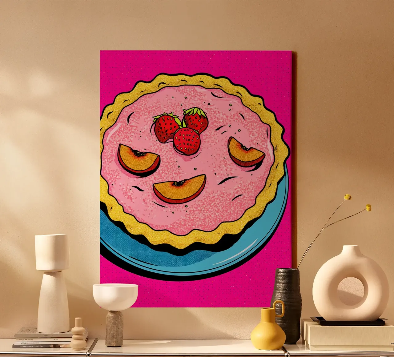 Torta di fragole - Pop Art tela con Cornice a cassetta da ColorCrash Gallery