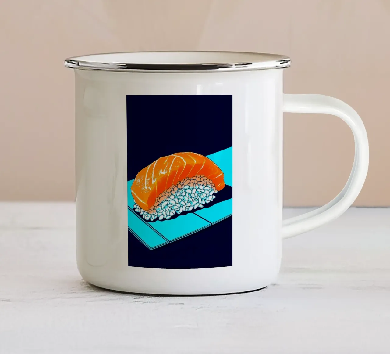Sushi di salmone - Pop Art tazza in smalto da ColorCrash Gallery