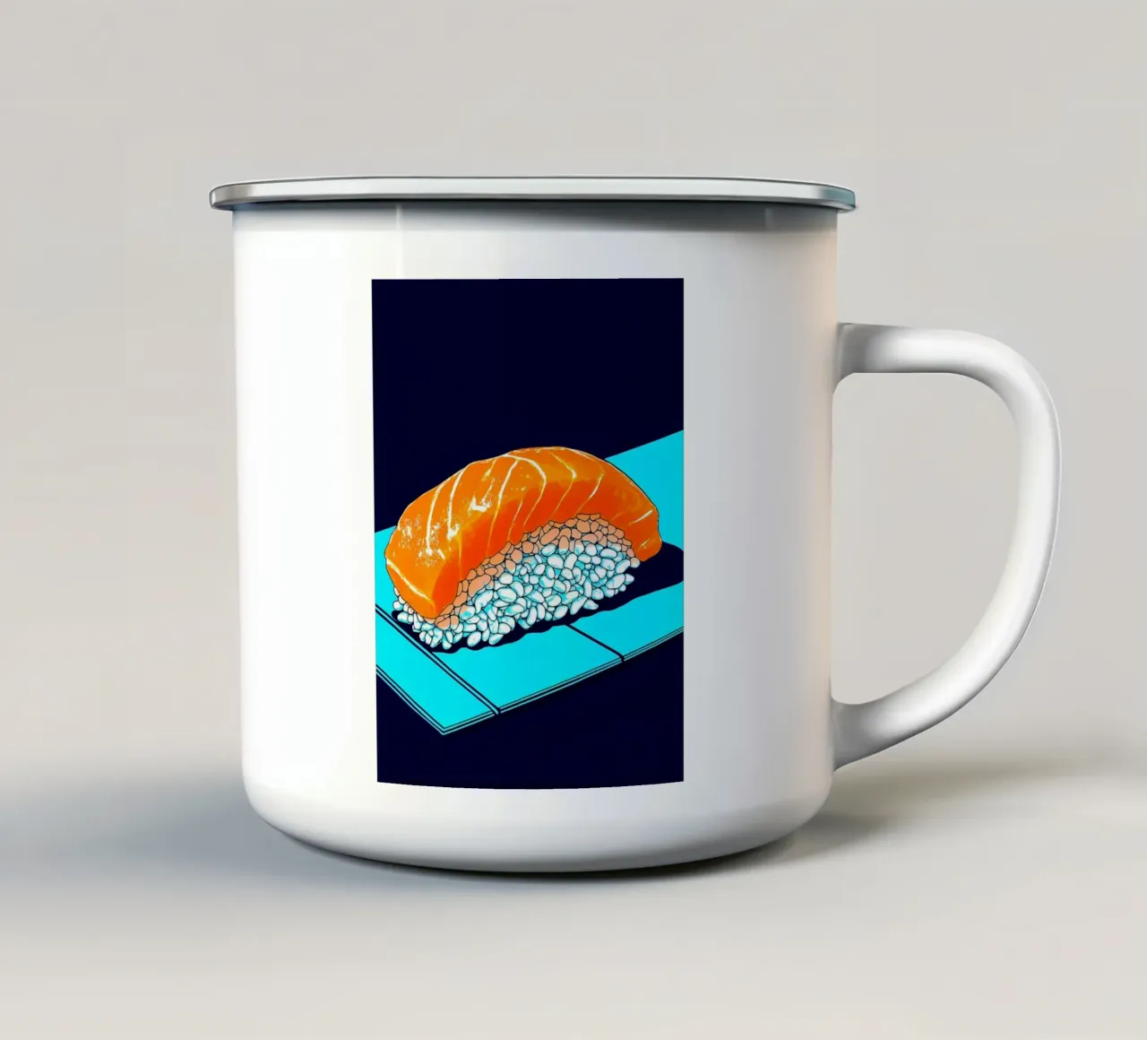 Sushi di salmone - Pop Art tazza in smalto da ColorCrash Gallery