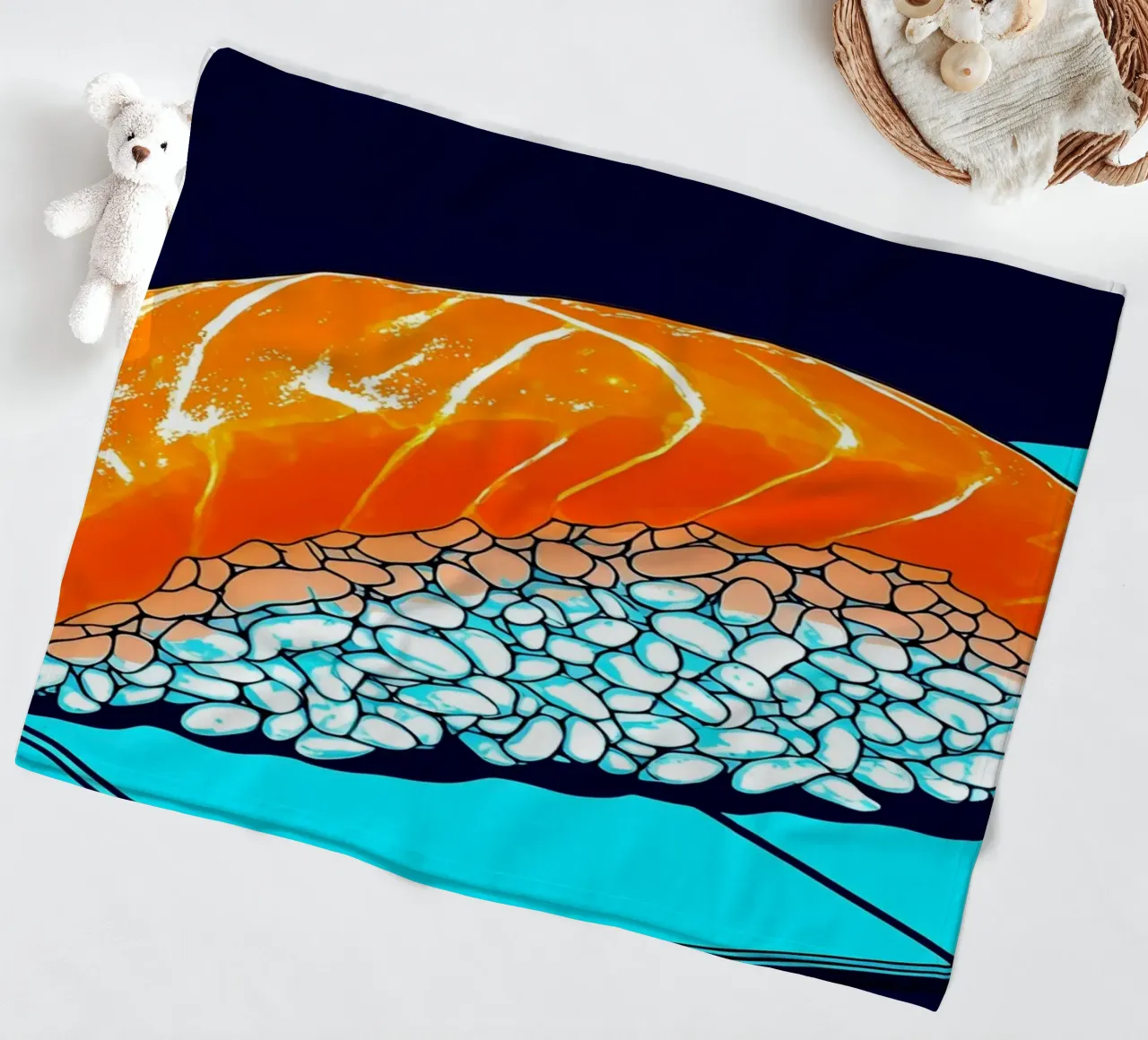 Sushi di salmone - Pop Art coperta in pile da ColorCrash Gallery