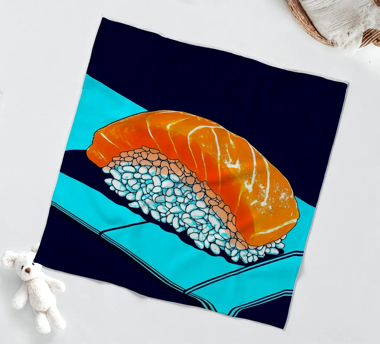 Sushi di salmone - Pop Art coperta in pile da ColorCrash Gallery