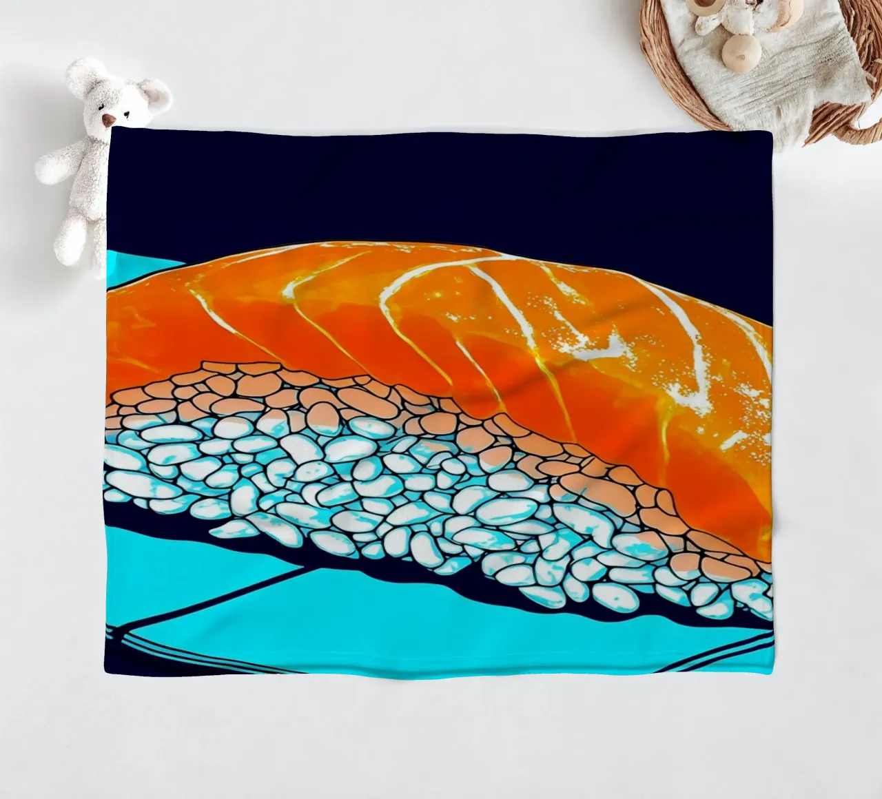 Sushi di salmone - Pop Art coperta in pile da ColorCrash Gallery