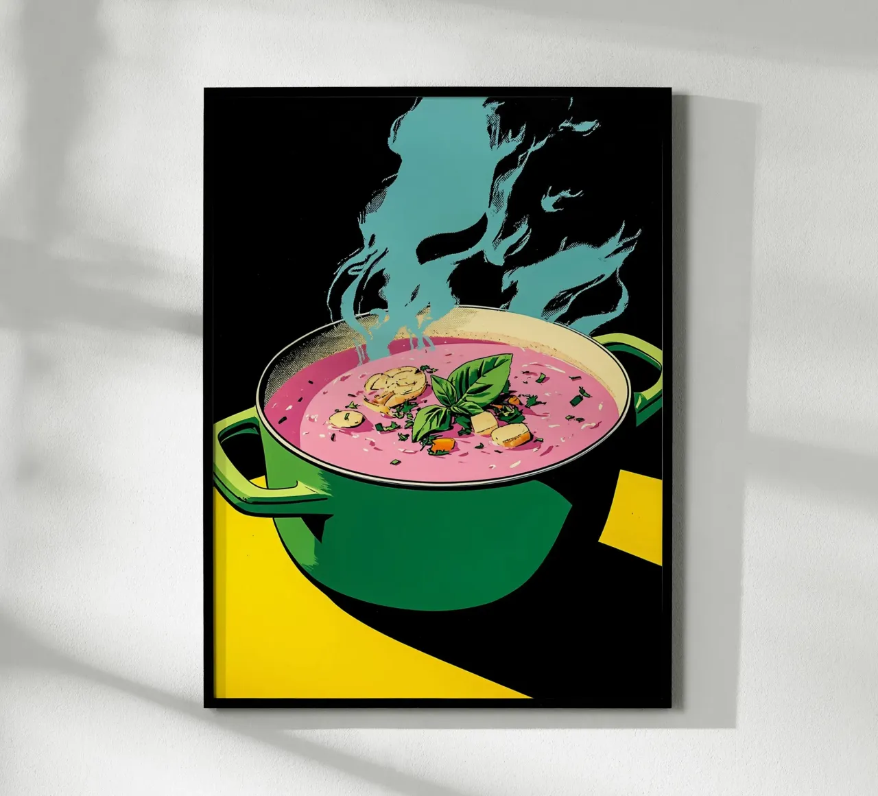 Soeppot met groenten - Pop Art poster met houten frame van ColorCrash Gallery