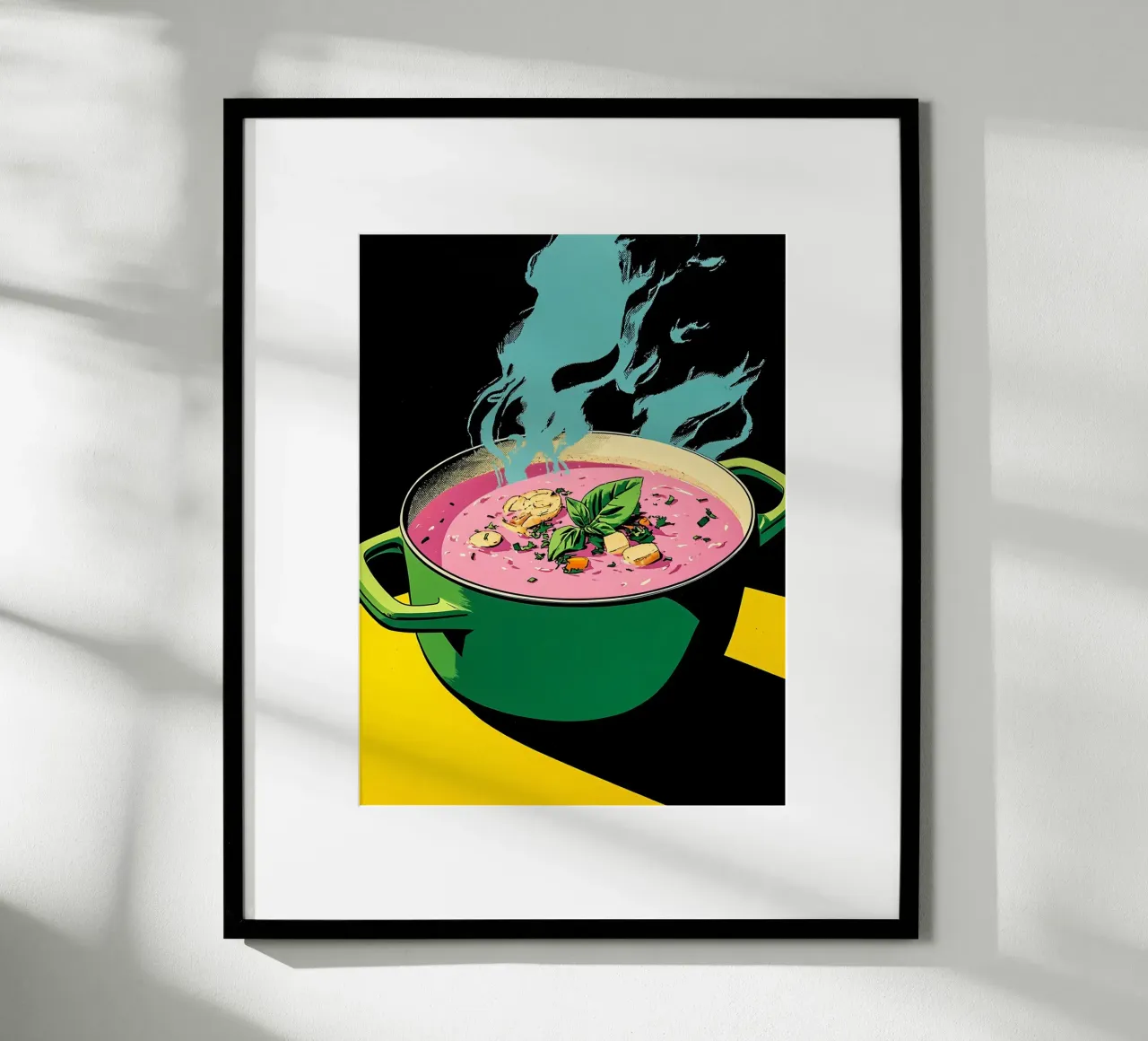 Soeppot met groenten - Pop Art poster met houten frame van ColorCrash Gallery