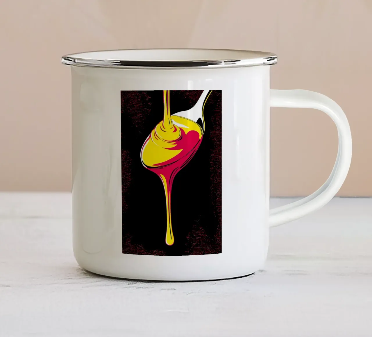 Cucchiaio che gocciola - Pop Art tazza in smalto da ColorCrash Gallery